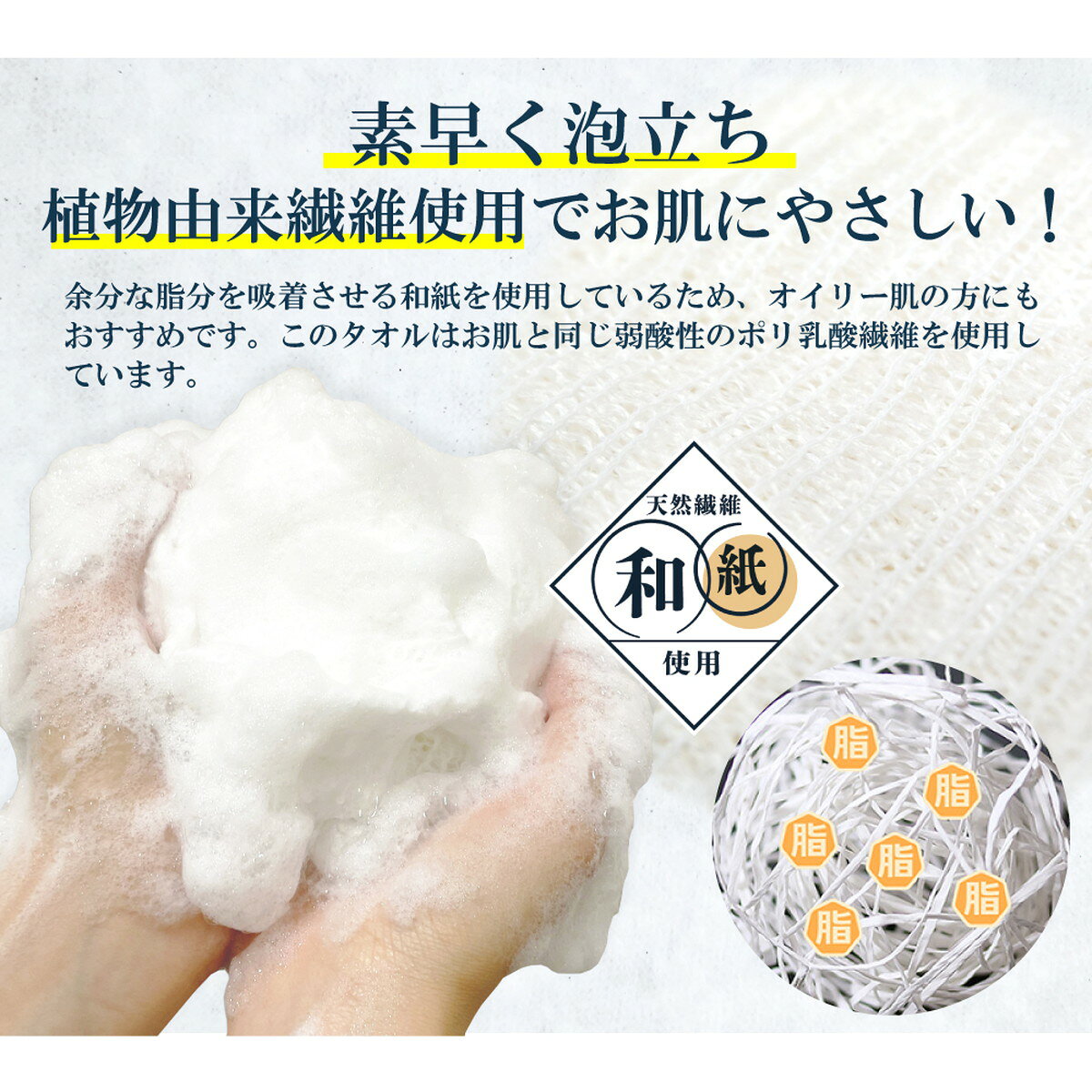 【送料込・まとめ買い×8個セット】キクロン エコロジーニ さっぱり洗える ボディタオル 天然抗菌