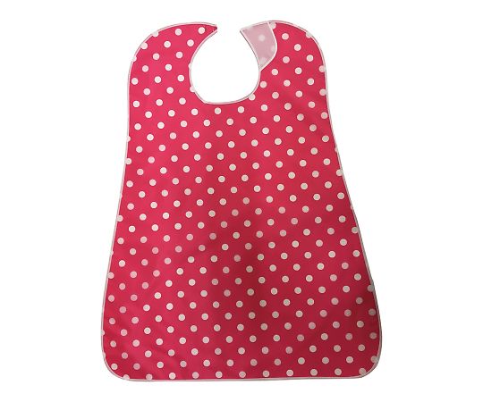 【×2個 配送おまかせ】亀屋 ブルー防水 食事用エプロン SE-69DP ドットピンク ◆送料無料◆