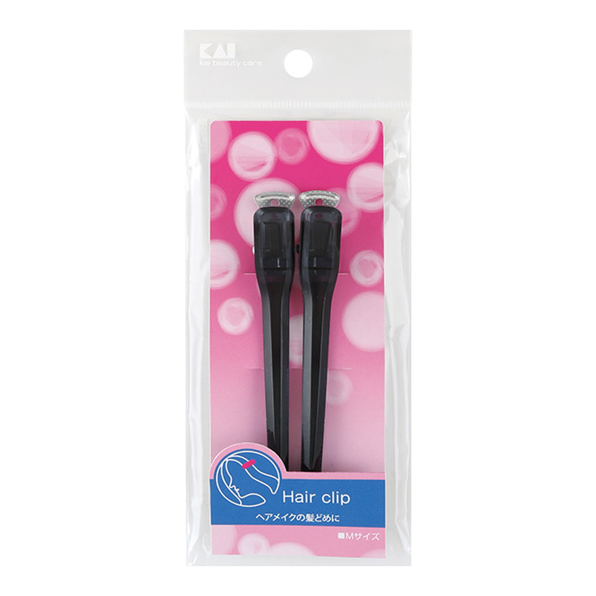 【×3個 配送おまかせ】貝印 レディー ヘアクリップ Mサイズ HL0145 ブラック 2個入 ◆送料無料◆