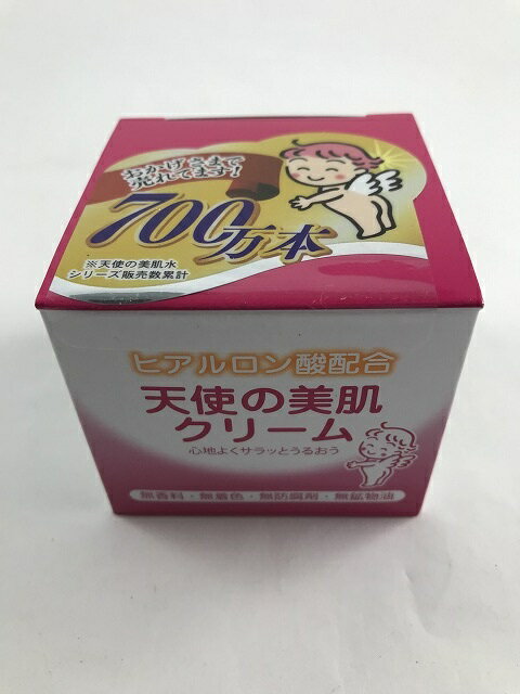 商品名：天使の美肌クリーム 80g内容量：80gJANコード：4961743090276発売元、製造元、輸入元又は販売元：大明化学工業原産国：日本区分：化粧品商品番号：103-4961743090276【天使の美肌クリ-ムの商品詳細】●サラッとしているのにしっとり保湿,ヒアルロン酸・植物性スクワラン配合の美肌クリ-ムです.●しっとり潤うのにサラッとした使い心地で,ベタつかずにお肌をみずみずしく保ちます.●防腐剤,アルコ-ル,香料,着色料など不使用.デリケ-トなお肌の方でもお使いいただけます.【使用方法】・湯あがりのお肌に.水分を閉じ込めて保湿効果を持続できます.・乾燥肌のお手入れや,カサカサしがちなひげそり後の男性の肌にもご利用いただけます.【成分】水,グリセリン,ペンチレングリコ-ル,スクワラン,ヒアルロン酸Na,尿素,カプリン酸グリセリル,ラウリン酸ポリグリセリル-2,ラウリン酸ポリグリセリル-10,カルボマ-,水酸化K【注意事項】・お肌に合わないときはご使用をおやめ下さい.・傷,はれもの,しっしんなどがある部位にはお使いにならないで下さい.・開封後はお早めにお使い下さい.・使用後は蓋を閉め,極端に高温または低温の場所,直射日光の当たる所,乳幼児の手の届く所には置かないで下さい.・目に入った時は,直ちに洗い流して下さい.【原産国】日本【ブランド】天使の美肌【発売元,製造元,輸入元又は販売元】大明化学工業大明化学工業399-4597 長野県上伊那郡南箕輪村3685-20265-72-4151[クリ-ム/ブランド:天使の美肌/]広告文責：アットライフ株式会社TEL 050-3196-1510 ※商品パッケージは変更の場合あり。メーカー欠品または完売の際、キャンセルをお願いすることがあります。ご了承ください。