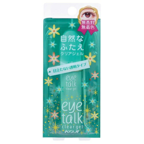 商品名：アイトーク クリアジェル 6ml 内容量：6mlJANコード：4972915007244発売元、製造元、輸入元又は販売元：コージー本舗原産国：日本区分：化粧品商品番号：103-4972915007244商品区分:化粧品【アイトーク クリアジェル 6ml の商品詳細】●液体タイプのふたえまぶた化粧品.液が透明なので,塗ったところが目立たず,自然に仕上がります.●まぶたに塗って,付属のプッシャ-で押さえるだけで,簡単に美しいふたえまぶたがつくれます.●接着性にすぐれ,長時間ふたえをキ-プできます.●落とすときは,水を含ませたコットン・ティッシュペ-パ-などで簡単にふきとれます.●ラテックス不使用,無香料・無着色●保湿成分として植物性コラ-ゲン・植物性セラミドを配合【使用方法】(1)まぶたの上の脂分をコットンやティッシュペ-パ-などでよくふき取ってください.特に皮脂の多い方は,よく洗顔してからご使用ください.(2)鏡を見てプッシャ-(Y字側)でまぶたを軽く押さえながら,ふたえのラインをどこにつくるか決めます.まつげの生え際から4 6mm上にふたえのラインがあると自然です.目を開けながら押さえると,ラインのできる位置が確認できます.(3)うす目にして,まつげの生え際から1 2mmをさけ,ふたえのラインがほぼ中央にくるように4 6mm幅のだ円にアイト-クを塗ります.厚塗りはさけ,ムラにならないようにうすくのばしてください.(4)アイト-クが乾くまで,うす目のままで約1分間待った後,プッシャ-(Y字側)でふたえのラインの中央あたりを軽く押さえながらそっと目を開けます.(5)プッシャ-(Y字側)をすばやくはずし,さらに反対側のプッシャ-(I字側)でふたえのラインを深く折り込むように目頭から目尻にかけて整えるとふたえができます.まぶたからプッシャ-をぬく際に多少もどりがありますが,ラインをつなげるように繰り返し押さえると,美しいふたえがつくれます.何度か練習して慣れてくると簡単にふたえがつくれるようになります.(6)修正したり落とすときは,水を含ませたコットンやティッシュペ-パ-などでまぶたを十分にしめらせ,静かにふき取ってください.まぶたのタルミやシワの原因となりますので,指や爪で無理に引きはがすのはおやめください.【成分】水,エタノ-ル,(アクリル酸アルキル/ジアセトンアクリルアミド)コポリマ-AMP,BG,フェノキシエタノ-ル,PVP,グリチルリチン酸2K,ダイズ発酵エキス,ユズ果実エキス,メチルパラベン【注意事項】・アイト-クを初めて使う方,アレルギ-体質の方はパッチテスト(上腕部の内側につけて24時間おき,お肌に異常がないか確認する)をしてからご使用ください.・目に入らないようご注意ください.万一目に入った場合は直ちに水で洗い流してください.・傷・はれもの・湿しんなど,お肌に異常があるときはご使用をおやめください.・ご使用中,赤み・かゆみ・刺激などの異常があらわれたときはご使用を中止し,皮フ科専門医などへご相談ください.そのままご使用を続けると症状が悪化することがあります.・お肌をすこやかに保つため,アイト-クはおやすみになる前に必ず落としてください.・ご使用後はボトルの口に付着したアイト-クをティッシュペ-パ-などでよくふきとり,キャップをきちんと閉めてください.軸の根元についたアイト-クが固まった場合は,液もれを防ぐためピンセットなどで取り除いてください.・お子様の手の届くところ,高温,低温(氷点下),直射日光下での保管は避けてください.【原産国】日本【ブランド】アイト-ク【発売元,製造元,輸入元又は販売元】コ-ジ-本舗(eye talk clear)コ-ジ-本舗111-0036 東京都台東区松が谷2-26-103-3842-0226[メイクアップ/ブランド:アイト-ク/]広告文責：アットライフ株式会社TEL 050-3196-1510 ※商品パッケージは変更の場合あり。メーカー欠品または完売の際、キャンセルをお願いすることがあります。ご了承ください。