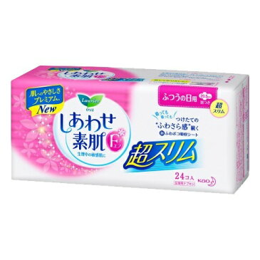 【送料無料・まとめ買い12個セット】花王 ロリエエフ しあわせ素肌 超スリム ふつうの日用 羽つき 24個入