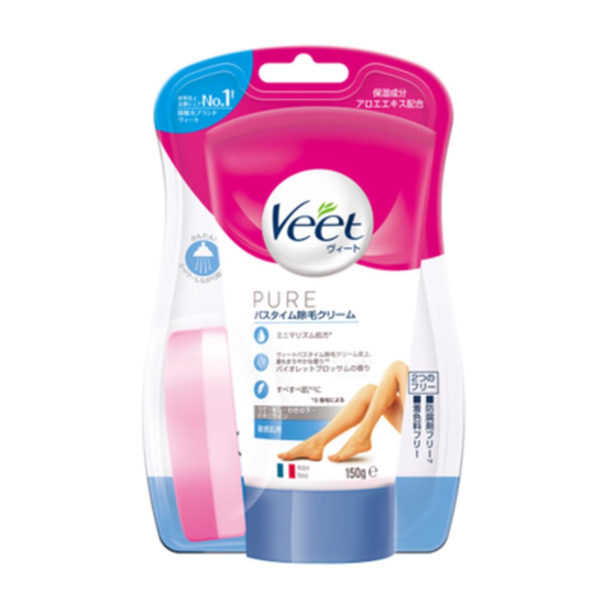 商品名：レキッドベンキーザー Veet ヴィート ピュアバスタイム 除毛クリーム 敏感肌用 150g内容量：150gJANコード：4906156037890発売元、製造元、輸入元又は販売元：レキットベンキーザージャパン原産国：フランス区分：医薬部外品商品番号：103-4906156037890商品説明ミニマリズム処方のPURE バスタイム除毛クリームが新処方で登場。ヴィートバスタイム除毛クリーム史上、最もまろやかな香りに処方設計。色料、防腐剤不使用の、2つのフリー処方にこだわりました。水に流れにくい成分配合で、シャワーしながら除毛ができるPURE バスタイム除毛クリームで、思わず触りたくなるような肌に。バイオレットブロッサムの香り。有効成分以外の成分がミニマリズム処方、また、今までのヴィートバスタイム除毛クリームに比べてアンモニア臭の原因となる成分を抜いたため、処方としてクリームをぬり始めてから3分間は水がかからないようにしてください。その後さらに3分間待っている間、シャワーを浴びたりできますが、クリームに直接水やお湯を勢いよくかけないようにしてください。有効成分：チオグリコール酸その他の成分：セテアリルアルコール、流動パラフィン、POEセトステアリルエーテル、濃グリセリン、水酸化Ca、タルク、ビニルピロリドン・ヘキサデセン共重合体、ポリエチレンワックス、グルコン酸Na、水酸化K、アロエエキスー2、香料広告文責：アットライフ株式会社TEL 050-3196-1510 ※商品パッケージは変更の場合あり。メーカー欠品または完売の際、キャンセルをお願いすることがあります。ご了承ください。