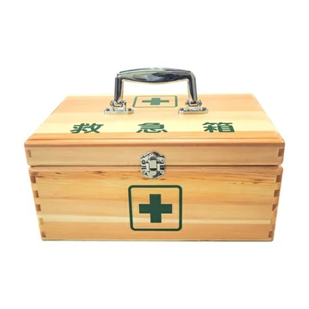 【送料込・まとめ買い×4個セット】日進医療器 リーダー 木製救急箱 M (衛生材料セット付)