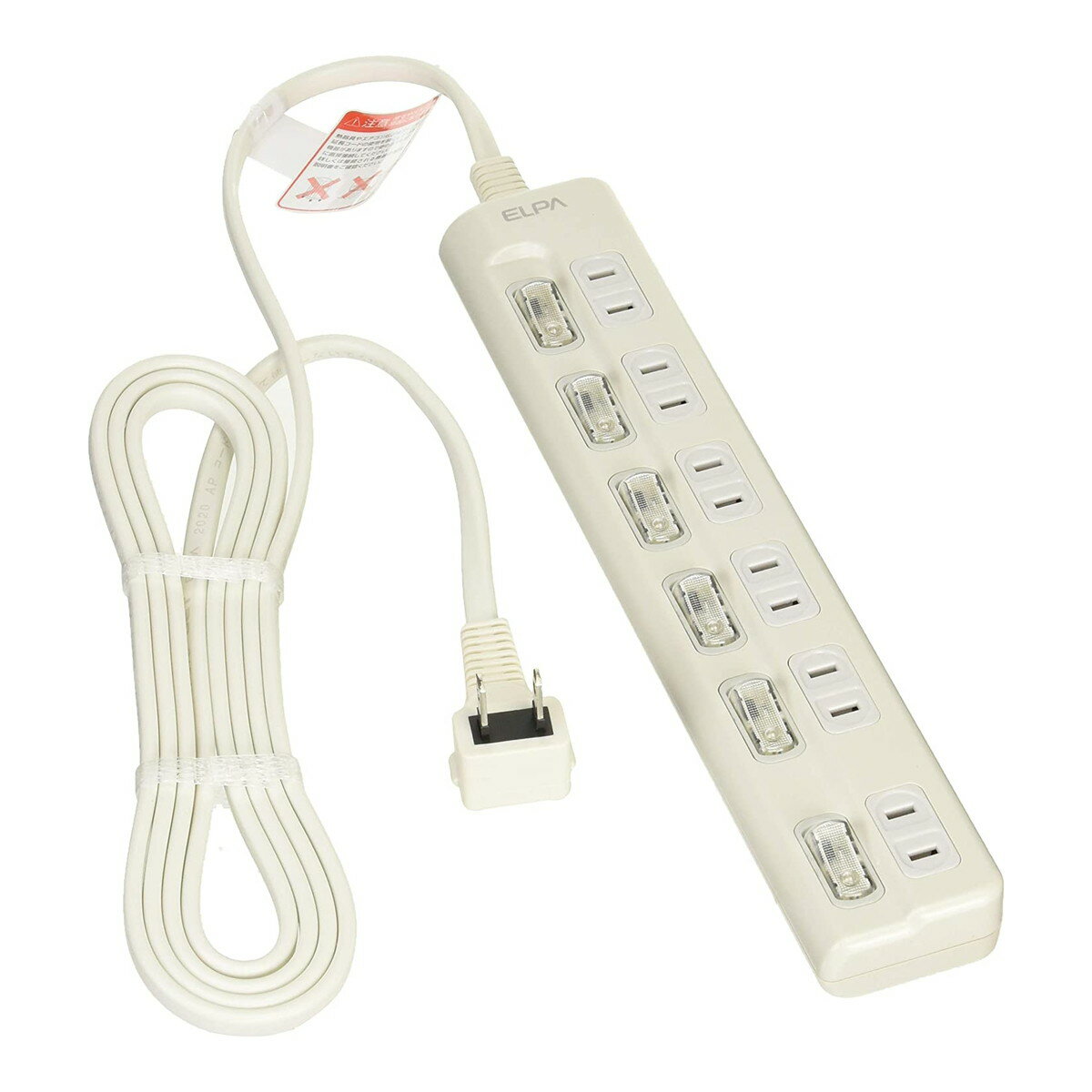 【送料込・まとめ買い×6個セット】朝日電器 ELPA エルパ LEDランプ スイッチ付タップ 上挿し 6個口 2m ..