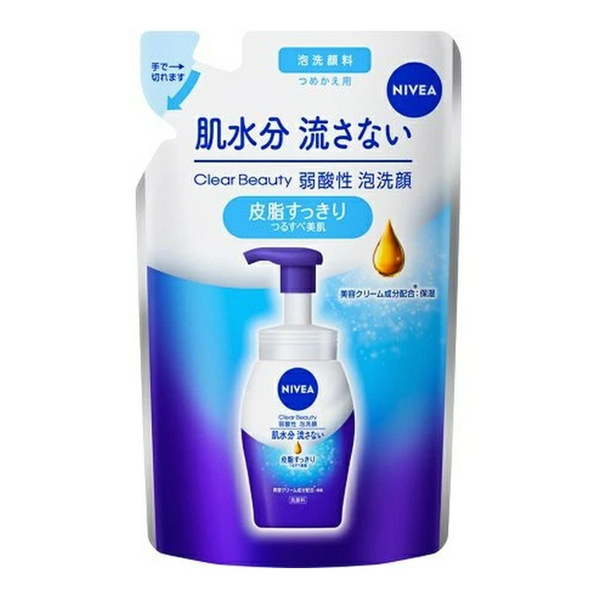 商品名：花王 NIVEA ニベア クリアビューティー 弱酸性 泡洗顔 皮脂すっきり つめかえ用 130ml 洗顔料内容量：130mlJANコード：4901301411594発売元、製造元、輸入元又は販売元：花王原産国：日本区分：化粧品商品番号：103-c001-4901301411594商品説明肌水分流さず皮脂をすっきり洗い上げる弱酸性泡洗顔料。皮脂クリア成分配合＊。＊皮脂クリア成分：リンゴ酸・ラウリン酸ポリグリセリル 10（洗浄）　きめ細かいクリーム泡で、鼻のべたつき汚れもすっきり落とし、つるすべ美肌に。　●アミノ酸系マイルド洗浄成分配合：ラウロイルアスパラギン酸Na（洗浄）　●美容クリーム成分配合：ホホバオイル・スクワB18:F21ラン・グリセリン（保湿）●爽やかなグリーンティ＆シトラスの香り広告文責：アットライフ株式会社TEL 050-3196-1510 ※商品パッケージは変更の場合あり。メーカー欠品または完売の際、キャンセルをお願いすることがあります。ご了承ください。