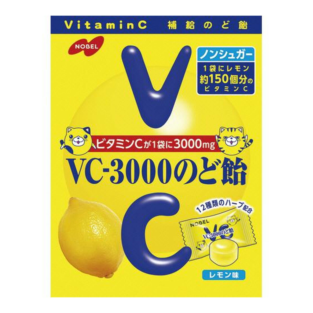 【送料込・まとめ買い×6個セット】ノーベル製菓 VC-3000のど飴 90g レモン味