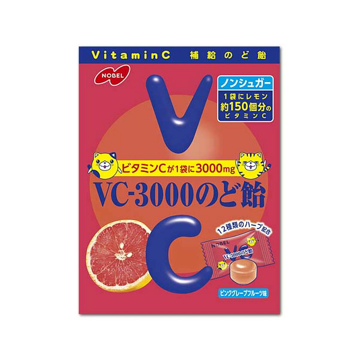 ノーベル製菓 VC-3000 のど飴 ピンクグレープフルーツ味 90gのサムネイル