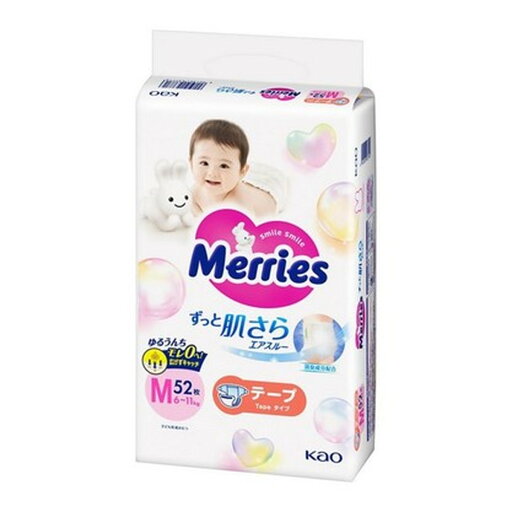 【送料込・まとめ買い×4個セット】花王 メリーズ エアスルー テープ Mサイズ 6-11kg 52枚入り 子ども用紙おむつ 【送料込・まとめ買い×4個セット】花王 メリーズ エアスルー テープ Mサイズ 6-11kg 52枚入り 子ども用紙おむつ