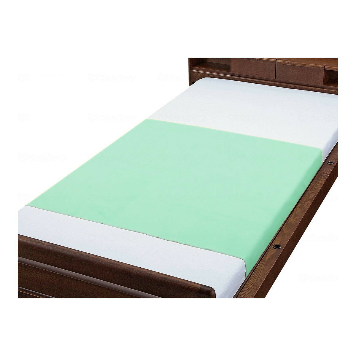 【配送おまかせ】ウェルファン お徳用 綿混パイル 防水シーツ 90×145cm 2枚組 グリーン 介護 1個