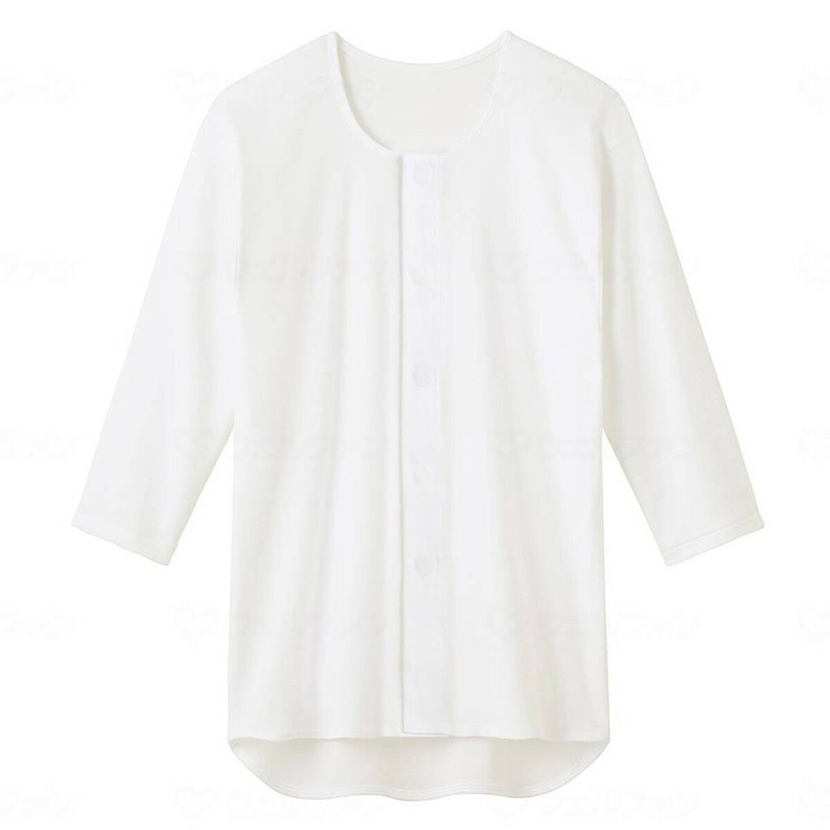 【送料込・まとめ買い×4個セット】グンゼ 紳士 7分袖ワンタッチシャツ 前あき ホワイト LL 介護用肌着