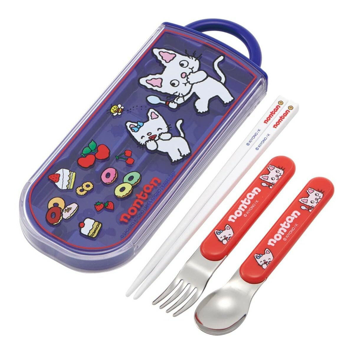 【送料込・まとめ買い×6個セット】スケーター TACC2AG 抗菌 食洗機対応 スライド式 トリオセット ノンタン カトラリー 1セット