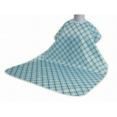 【送料無料】ウェルファン 食事用エプロンW格子ブルー