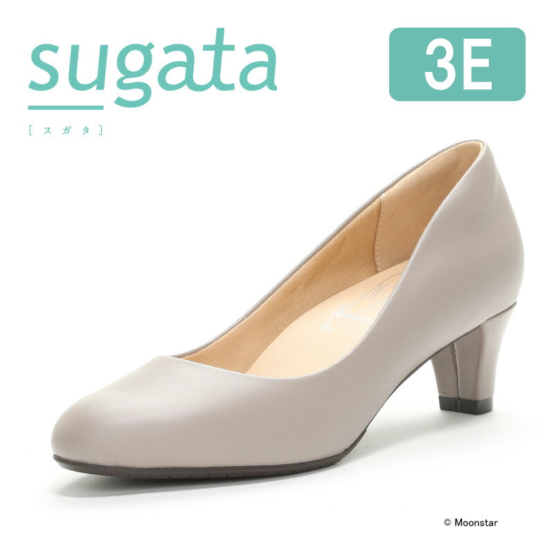 【エントリー＆店舗内買い回りで最大P+9倍】ムーンスター sugata 【40％OFFセール】 レディース パンプス MS SGT501 グレージュコンビ moonstar 3E 5cmヒール 歩きやすい スガタ 抗菌防臭 母の日 6月4日セ再のサムネイル