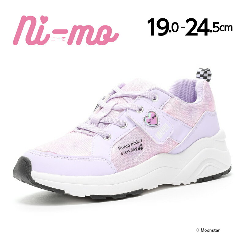 ムーンスター ニーモ 【30％OFFセール】 子供靴 ジュニア スニーカー NM J079 パープル moonstar ni-mo 抗菌防臭 女の子 ＃足元キラかわメイク 運動会 6月4日セ新 百選のサムネイル