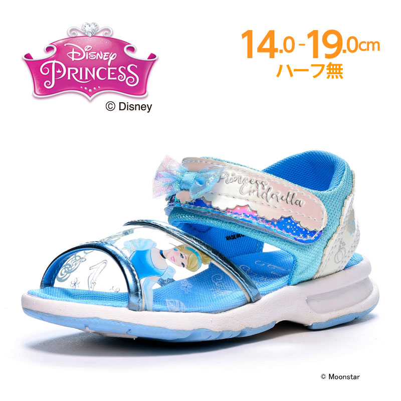 【6/11(日)1:59まで！エントリー＆店舗内買い回りで最大P+9倍】ディズニー シンデレラ 【2023年夏新作】 子供靴 キッズ サンダル DN C1313 サックス moonstar ムーンスター 女の子 04月発売のサムネイル