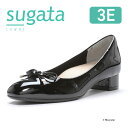 ムーンスター sugata レディース パンプス MS SGTR605 エナメルブラック moonstar 3E 3cmヒール 歩きやすい スガタ 抗菌防臭 黒