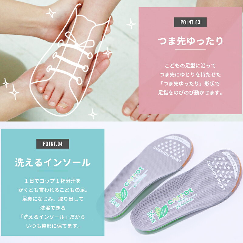 【9/12 00:00-9/13 23:59 10%OFFクーポン】ムーンスター キャロット 子供靴 ベビー シューズ moonstar carrot 国産 日本製 抗菌防臭【残りサイズ12.5cm13.0cm】【セール値下げ30%OFF】CR B40TH ラディッシュ yoikutsu-10038931 ムーンスター公式ショップ サンプル画像3