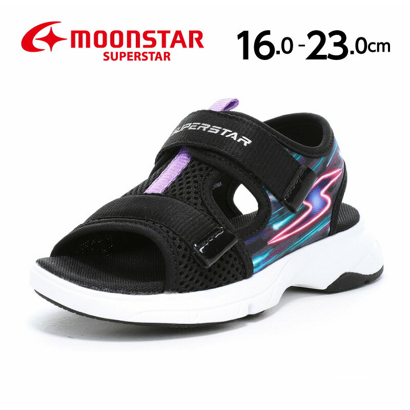 [10% OFF Coupon: July 4th 20:00 - July 11th 1:59] Moonstar Superstar Kids' Sandals, Amphibious, Power Spring, Abrasion-Resistant Sole, Black (Spring 2026 New Release, April 1st) SS K1261 Black