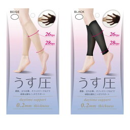 【お得な2セット】【ネコポス】極薄着圧サポーター(2枚入・1足組)　×2セット (ev) / 極薄0.2mm 通勤、立ち仕事、オフィスワークなどでだるい脚をこっそりサポート♪