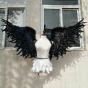 文化祭 撮影 パーティーグッズ ファッションショー 手作り 悪魔 妖精 堕天使 80cm ブラック ウィング 羽 翼 羽 コスプレ道具