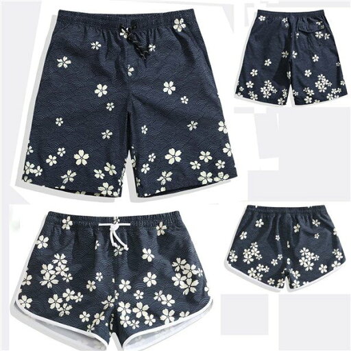 速乾 大きいサイズ 桜 スイムウェア 5分丈 ネイビー ハーフパンツ カップル ショートパンツ 海パン 水着 レディース メンズ 速乾 大きいサイズ 桜 スイムウェア 5分丈 ネイビー ハーフパンツ カップル ショートパンツ 海パン 水着 レディース メンズ