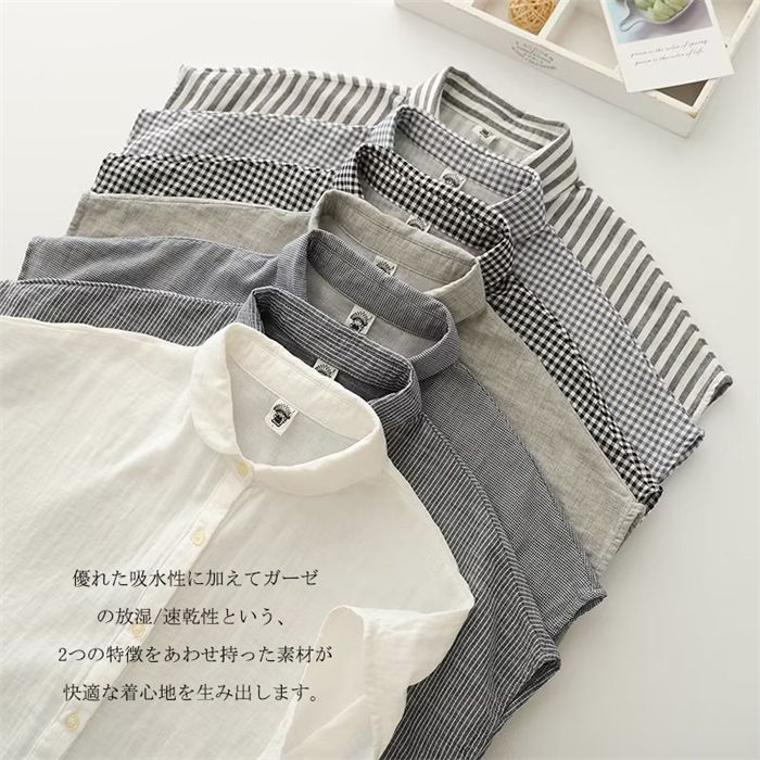 チェック柄 ストライプ柄 ホワイト ブラウス チュニック トップス 綿100％ 半袖 半袖シャツ 無地 白シャツ レディース 綿シャツ