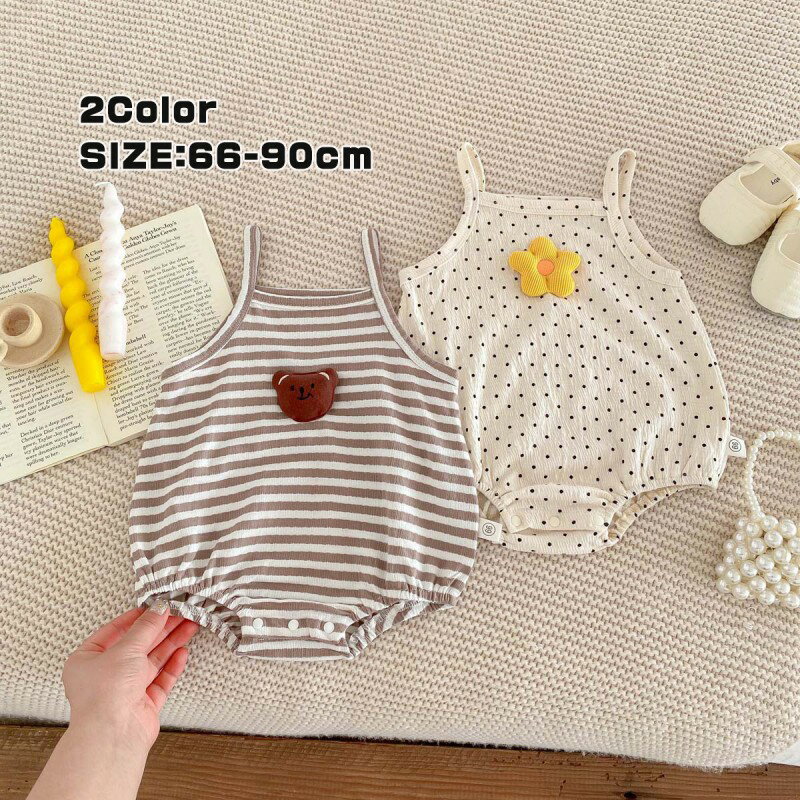 サマーウェア 涼しい 綿素材 薄手 男女兼用 通気性 ロンパース ノースリーブ カバーオール 赤ちゃん 夏..