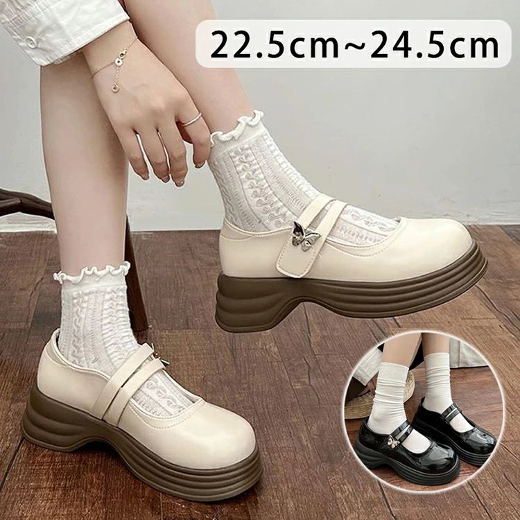 アンクルフ 可愛い ヒール フォーマルシューズ レディース 24cm ストラップ リボン 子供 結婚式 女の子 柔らかい 厚底ローファー