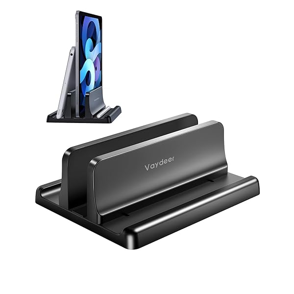 -ブラック Air Pro mini/MacBook タブレット/ipad/Mac for ABS樹脂製 ホルダー幅調整可能 収納 縦置き PCスタンド スタンド