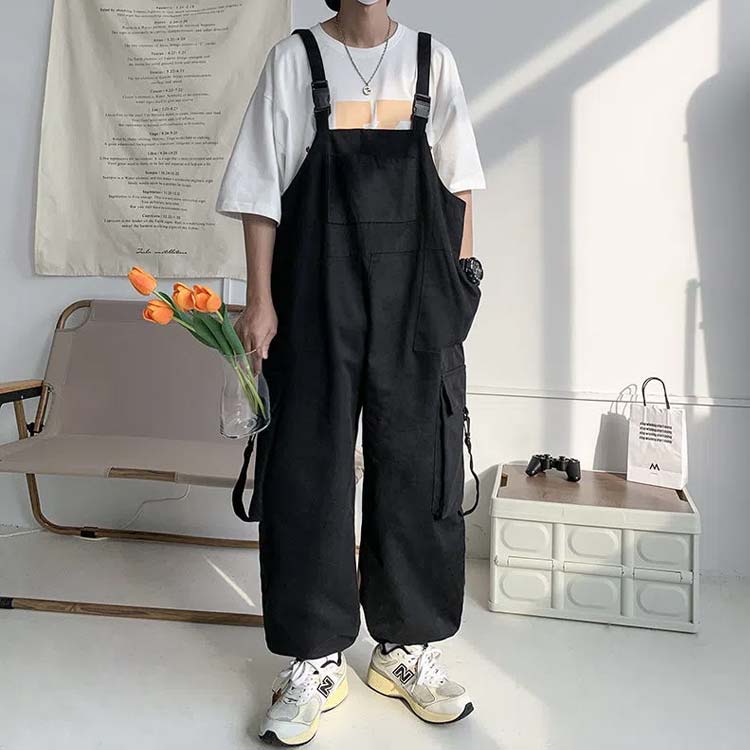 大きいサイズ ストリート系 サルエルパンツ ズボン パンツ つなぎ 作業着 男性 オールインワン 無地 オーバーオール サロペット