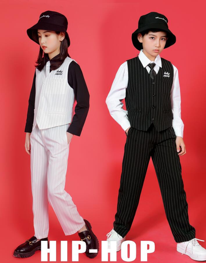 長袖ワ ロングパンツ 長ズボン ベスト ストライプ柄 ロックダンス衣装 ヒップホップ ポッピン セットア..