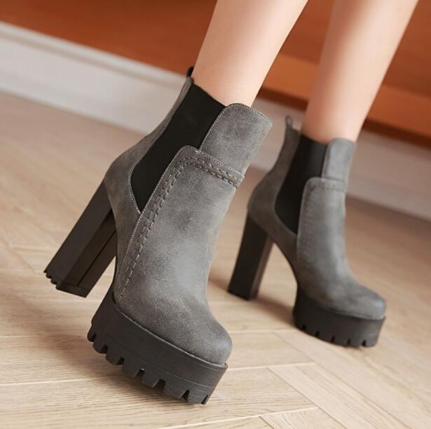 歩き 太ヒール チャンキーヒール ハイヒール 美脚 ヒール11.5cm ブーツ ショートブーツ 厚底 ブーツ レディース ショートブーツ