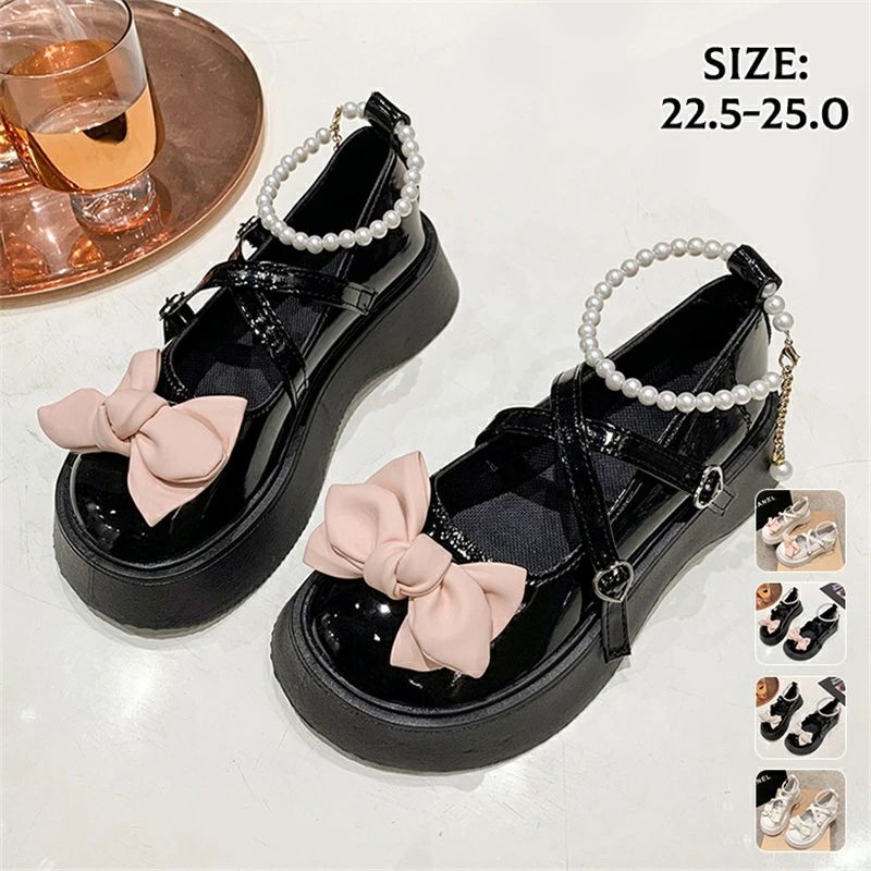 美 ローファー 大人 シューズ おでこ パンプス ゴスロリ靴 リボン メイド 靴 ロリータ レディース ロリータシューズ ローファー