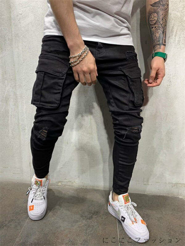 メンズ ロングパンツ ワークパンツ カーゴ ボトムス 作業用 ズボン スキニー ファッション 大きいサイズ ゆったり 作業着 アウト