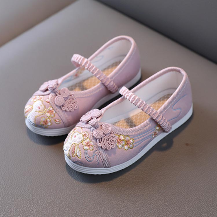 靴 和柄の靴 フラットシューズ ぺたんこ 歩きやすい 子供靴 七五三 和装 刺繍 痛くない 靴 赤 花柄 ピンク 草履 キッズ 草履
