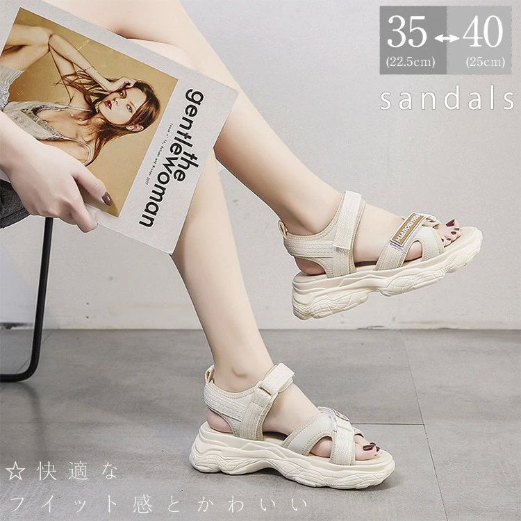 厚底 サンダル 美足サンダル ビーチサンダル 旅行 おしゃれ 大きいサイズ スポーツサンダル スポサン ベルクロ 痛くない 歩きや