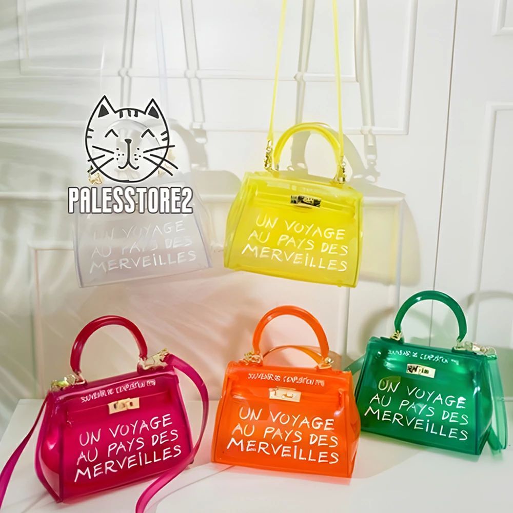 【クーポンで500円】ショルダーバッグ クリアバッグ 透明バッグ おしゃれ 可愛い リゾート プール ビーチ 海 カラフル ロゴ クリアバック ビニールバック ショルダーバック 夏 レディースのサムネイル