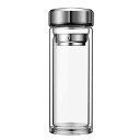 オフ タンブラー ティー マグ トラベル ポータブル 350ml 茶こし付きタンブラー 二重構造 ガラス 水筒 ガラス ウォーターボトル
