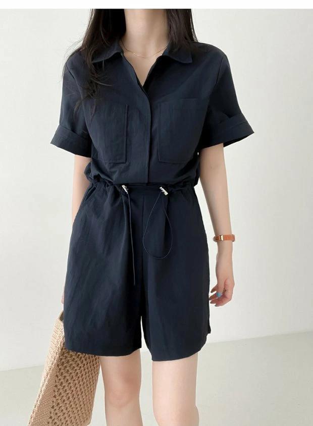 Allegra K レディース Vネック ジャンプスーツ 長袖 タイウエスト ワイドレッグ ロングパンツ エレガント ニット コーヒー色 L