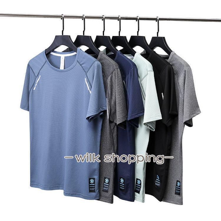 父の日 メンズ 半袖 クルーネック トップス スポーツウェア ヨガ ランニング トレーニング フィットネス 吸汗速乾