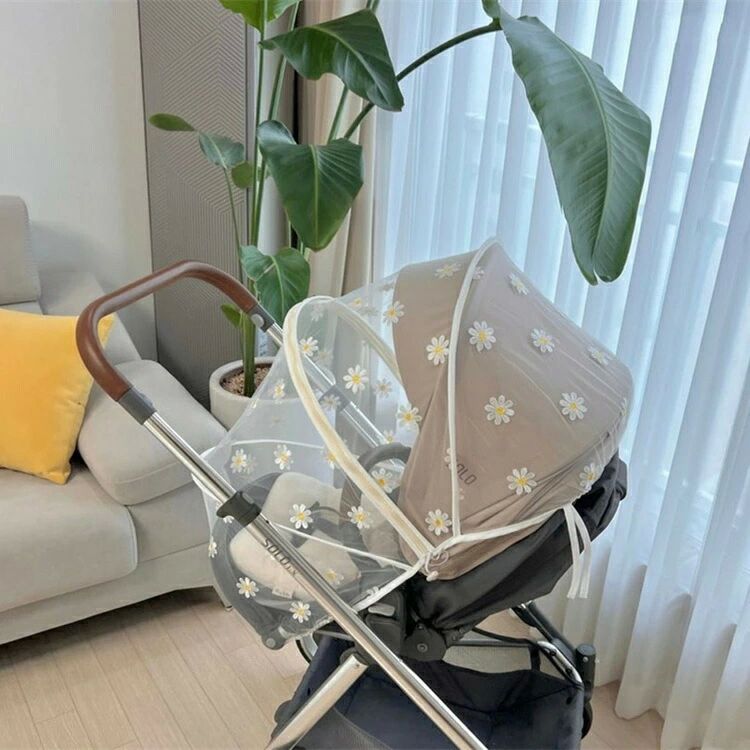 お出か ゴミ除け効果 取り付け簡単 風通しが良い UVカット ネット 蚊除け サンシェード 折りたたみ式 360° 蚊帳 日よけ 蚊よけ