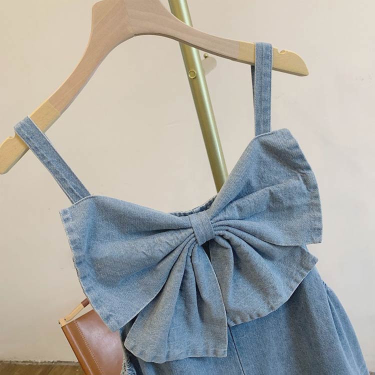 オーバーオール デニム デニムオールインワン サロペ 夏 春 ワイドパンツ ゆったり レディース デニム サロペット バックリボン