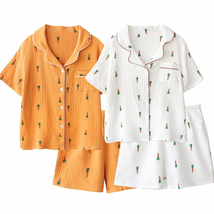 かわ 大人 レディース ショットパンツ 半袖 夏 春 2重ガーゼパジャマ 綿100％ 上下セット ルームウェア..