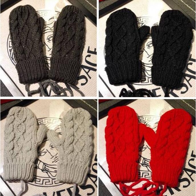 秋冬 可愛い手袋 冬小物 エレガンス 防寒手袋 自転車 暖かい ニット 女性用 プレゼント 通学グローブ 紐付き