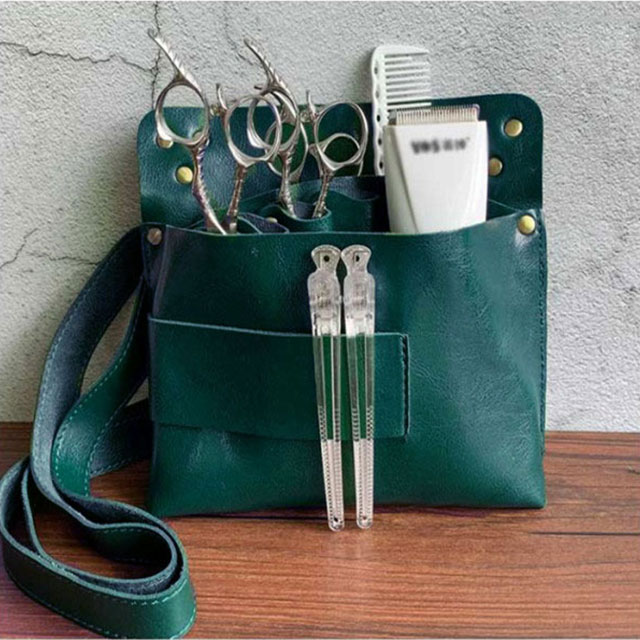 大容量 男女兼用 軽量 持ち運び 多機能 サロン カット用品 おしゃれ シザーバッグレザー 理容師 トリマー 美容師 ハサミ7丁収納