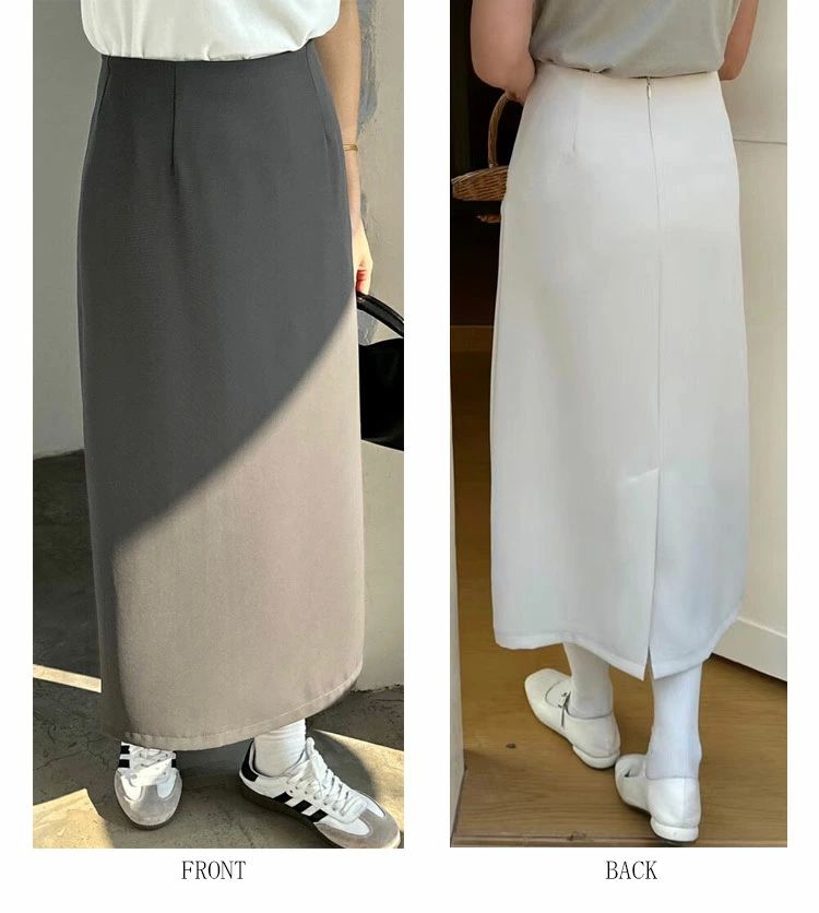 マキシス 無地 後ろジッパー ハイウェスト ボトムス スカート ロングタイトスカート 夏 春 レディース ロング 黒 ロングスカート 2