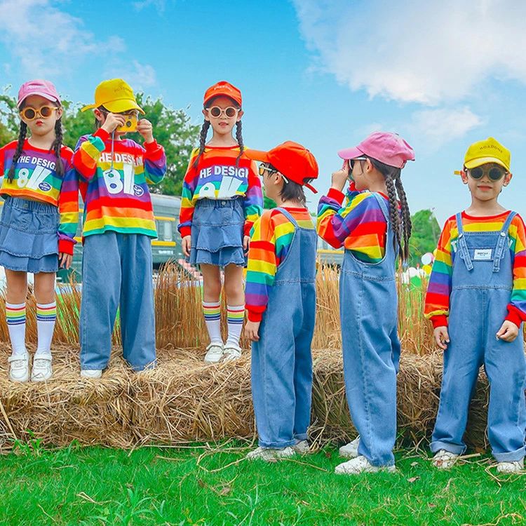 おしゃれ 男の子 女の子 セットアップ パフォーマンス トップス スカート パンツ オーバーオール ダンス衣装 キッズ 夏 デニム