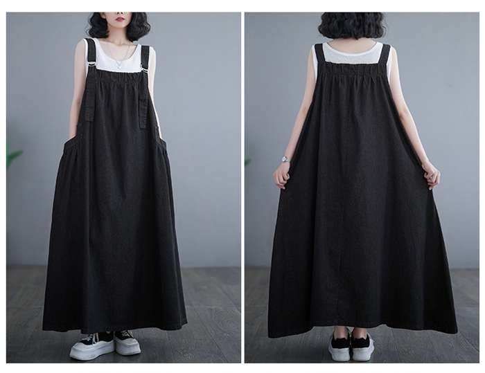 サロペット スカート デニム レディース キャミワンピース ジャンパースカート オールインワン つなぎ 体型カバー 大人 ロング 春 秋 冬 ロング丈 大きいサイズ サロペ ゆったり ワンピース オーバーオール 重ね着風 セレカジ 体型カバー M L XL 2XL