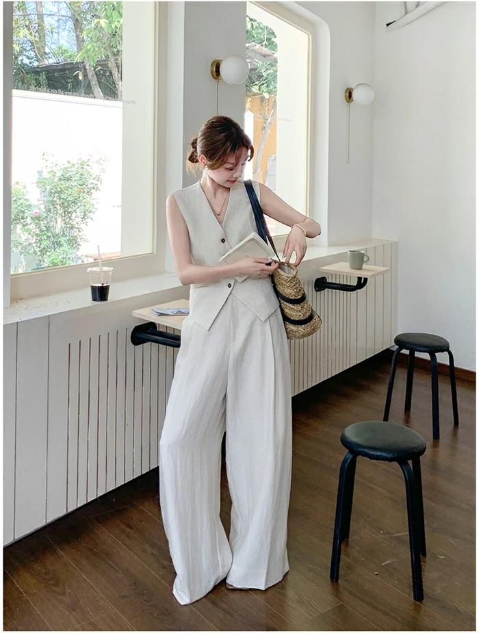 セットアップ パンツ レディース 春夏 春秋 ジレ 袖なし ノースリーブ パンツスーツ タンクトップ トップス ワイド ロングパンツ ロング きれいめ 2点セット 上下 パンツスーツ ガチョウパンツ ワイドパンツドレス 体型カバー 美脚 お出かけ 旅行 デート